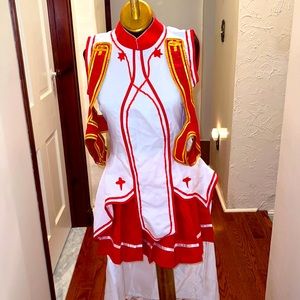 KAWAII 5 piece Anime Cosplay Red White Costume! Schoolgirl Skirt Sailor Moon